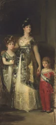 De koningin van Spanje en de prinsen. Kopie van Goya