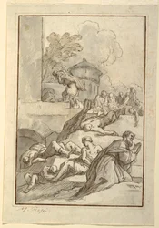 Tekening, Studie van een heilige tijdens een plaag, ca. 1790