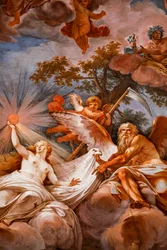 Romulus wordt verwelkomd in Olympus door Jupiter (detail)