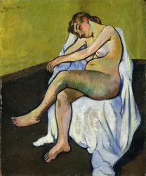 Zittend naakt, 1916