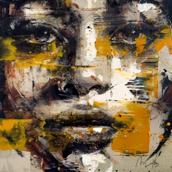 Ocre, 2023 (acryl en olieverf op omgekeerd doek)