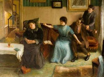 Portret van de Familie van de Kunstenaar, een Speelse Scène, 1910-1911