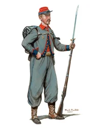 11th New York Infantry 1e Regiment Fire Zouaves 1861, 2024 (Aquarel en Gouache op Bristol)