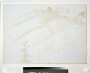 Berglandschap met wolken en bomen