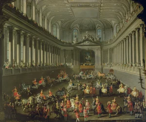 Een cavalcade in de winterrijschool van de Weense Hof ter viering van de nederlaag van het Franse leger bij Praag, 1743