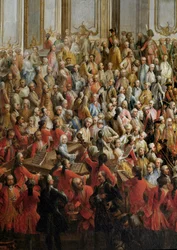 Officieel banket georganiseerd voor het huwelijk van prinses Isabella van Parma met keizer Jozef II