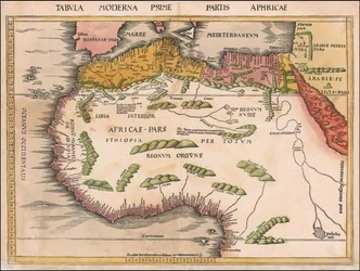 1513 kaart van West- en Noord-Afrika door Martin Waldseemüller