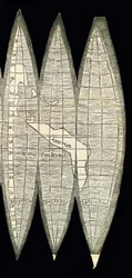 Wereldkaart in de vorm van een reeks segmenten voor een aardglobe, 1507