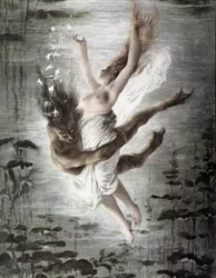 Zeemoster ontvoert een jonge vrouw (detail van 14299), "Allegorien", Martin Gerlach, ca. 1900.