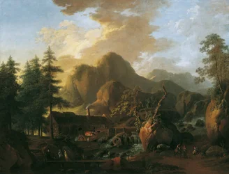 Landschap met smederij