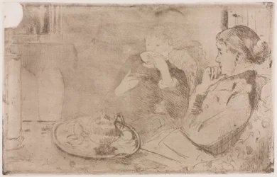 Lydia en haar moeder aan de thee, ca. 1880