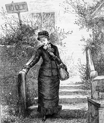 Een vrouw die naar een huis kijkt om te huren