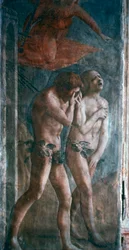 Adam en Eva verbannen uit het Paradijs, detail, voor restauratie