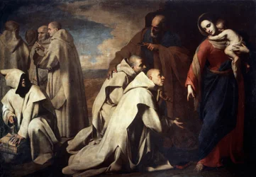 Madonna en St. Petrus troosten de volgelingen van St. Bruno, gehouden in Rome aan het Pauselijk Hof
