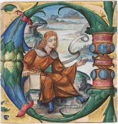 Graduale, gehistorieerde initiaal C van St. Johannes de Doper, uit een antifonarium, Milaan, 1515