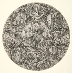 St. Johannes de Doper Omringd door de Evangelisten en Vier Vaders van de Latijnse Kerk