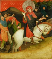 De bespotting van St. Thomas, paneel van het St. Thomas Altaar uit de St. Johanneskerk, Hamburg, begonnen in 1424