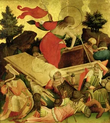 De opstanding, paneel van het St. Thomas-altaar uit de St. Janskerk, Hamburg, begonnen in 1424