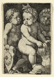 Drie putti met harnas
