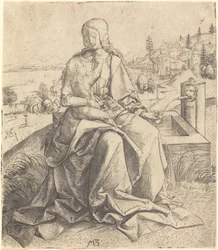 Madonna en Kind bij een fontein