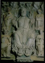 Detail van de Portico de la Gloria met Christus in Majesteit