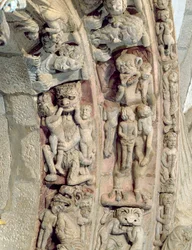 Detail van de Portico de la Gloria met scènes van de Hel
