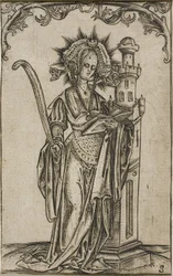 Sint Barbara met een Palm en een Boek