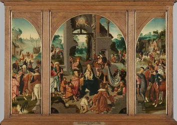 Drieluik met Aanbidding der Koningen, ca.1500-1504 (olieverf op paneel)