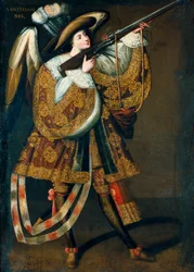 De Arquebusier Engel, deel van een serie schilderijen door de Meester van Calamarca