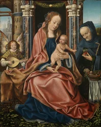 Drieluik van de Heilige Familie met Muziekmakende Engelen. Middenpaneel, ca. 1510-1520
