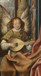 Drieluik van de Heilige Familie met Muziekmakende Engelen (detail)