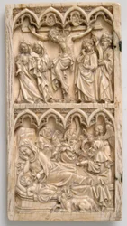 Blad van een Diptiek met de Kruisiging en Geboorte, Duits, ca. 1375-1400