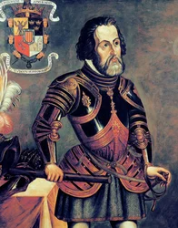 Hernando Cortes (1485-1547) (kopie van een origineel)