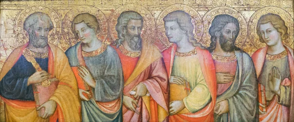 Apostelen, Petrus, Johannes, Andreas, Filippus?, Simon?, Thomas?, Maestro di san Davino, begin 15e eeuw