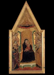 De Maagd in majesteit tussen Sint Paulus, Sint Petrus en vier engelen
