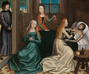 De liefdadigheid van St. Nicolaas, uit het altaarstuk van St. Nicolaas, ca. 1486-93