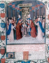 Kroning van Hendrik V van Engeland, illustratie uit de „Kronieken van Engeland” van Jean de Wavrin