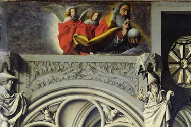 God de Vader in de hemel stuurt zijn Zoon naar de Maagd Maria, c.1445 (detail)