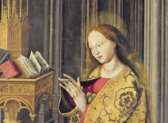 De Maagd Maria die leest uit een getijdenboek, ca. 1445 (detail)