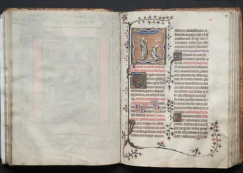 Het Gotha-missaal: Fol. 65r, de kerk en de synagoge