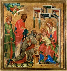 De aanbidding van de Wijzen (tempera op hout)
