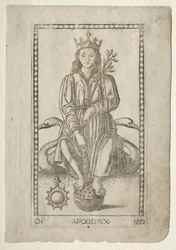 Apollo uit de Tarocchi, serie D: Apollo en de Muzen, #20, voor 1467