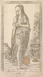 Calliope uit de Tarocchi-serie D: Apollo en de Muzen, #11, voor 1467