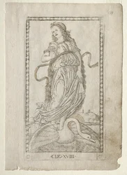 Clio geschiedenis uit de Tarocchi-serie D: Apollo en de Muzen, #19, voor 1467