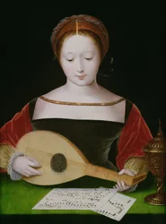 Maria Magdalena die een Luit speelt