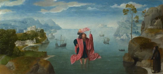 Sint Christoffel die het Christuskind draagt, midden 16e eeuw