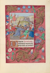 Uren van Koningin Isabella de Katholieke, Koningin van Spanje: Fol. 69r, Christus die het Kruis Draagt, c. 1500