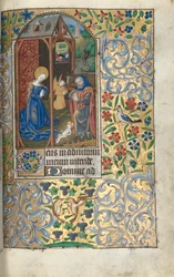 Getijdenboek (Gebruik van Rouen): fol. 56r, Aanbidding met herders/Nativiteit