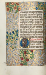 Getijdenboek Gebruik van Rouen: fol. 18v, Grote initiaal O met uitgebreide rand, ca. 1470