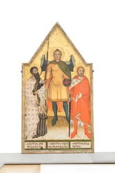 Sint-Michaël de aartsengel, Bartholomeus, Julianus en de schenker, ca. 1360-1365 (paneel)